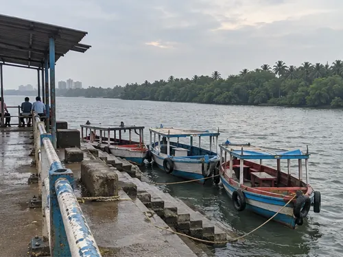 Ferry boats tied up at the Gorai jetty in Borivali West in the late afternoon